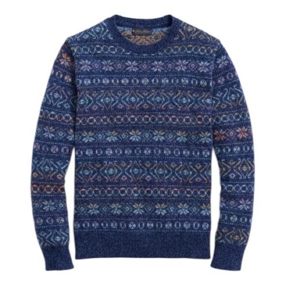Brooks Brothers Other - NWOT Brooks Brothers Men’s Merino Wool Blue Space Dyed Fair Isle Sweater Medium
